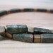 Olive Green and Brass Cube Necklace - Industrial Necklace - Rustic Necklace - Mens Necklace - Mens Jewelry