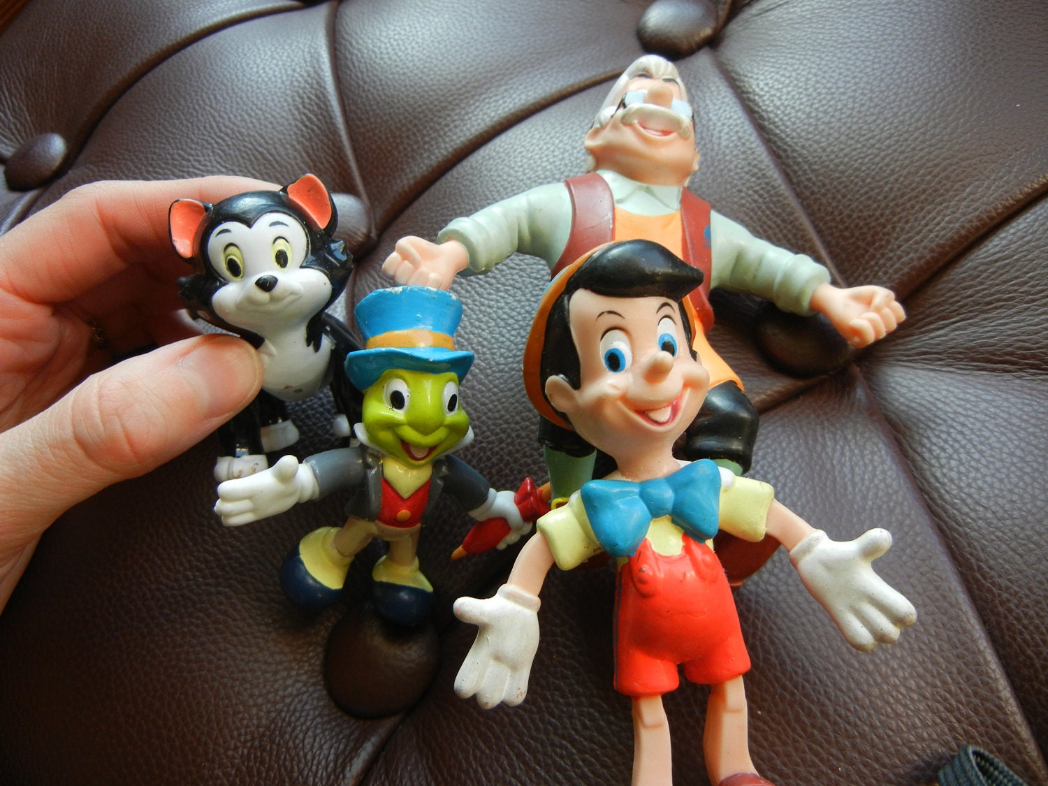 Set Of 1980s Disney Bendable Pinocchio Toys.