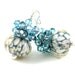 Blue Crystal Cluster Earrings, Cerulean Blue White Boro Lampwork Earrings, Blue Beadwork Earrings, Mother's Day Earrings - Snow & Ice