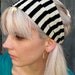 Black & Metallic Gold Stripe Wide Headband Stretchy Cotton Poly HeadBand Workout Yoga HeadBand