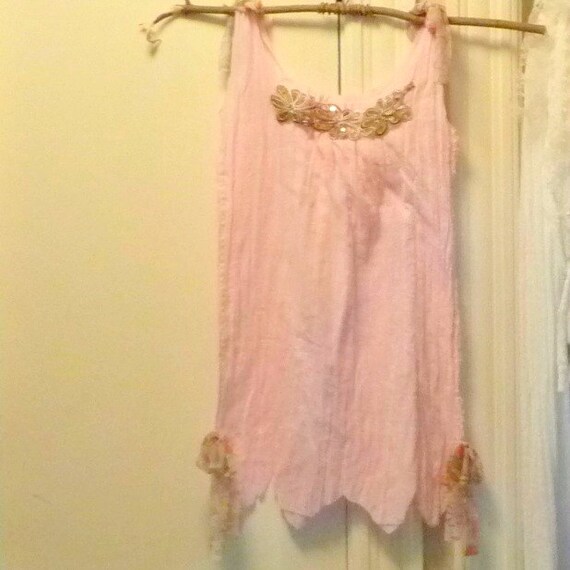 Pink Pixie Sundress Tunic Boho Top Fairy Hem Blush by SavoyFaire