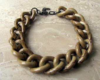 Chunky Chain Bracelet - Earthy Brown and Taupe Big Chain Bracelet (Ready to Ship)