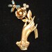 Vintage Coro Pegasus Hand Roses Rhinestones Pin 1940s