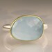 Rose Cut Milky Aquamarine Ring - 18k Gold and Sterling
