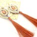 Tangerine tango & gold chandelier earrings , tassle earrings , free shipping Valentine day