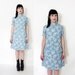 Vintage dress / 60 blue floral mod dress / size S