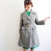 Vintage coat / 1970s checked belted / size S-M