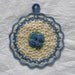 Set of Two Crocheted / Handmade Blue Flower Potholders / Doilíes