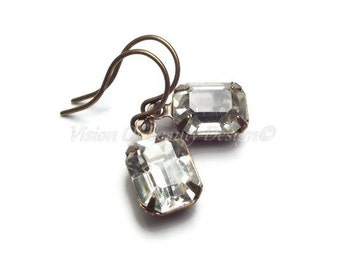 Vintage Crystal Clear Rhinestone Earrings