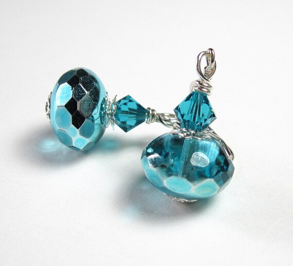 Czech Glass Swarovski Earrings Silver Earrings by jewelrybyNaLa