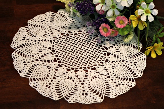 Round Tan doily by DoilyMania on Etsy