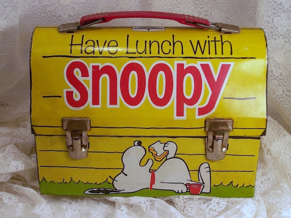 Rare Snoopy Lunchbox w/ Blue Thermos Vintage Collectible