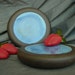 Ceramic Sushi, Serving, Sandwich Plate Set in Denim Blue and Black Mountain