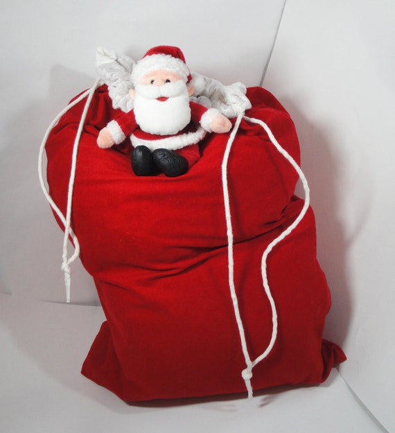 Santa sack Christmas fabric gift bag, large red bag, xmas wrap, photo ...