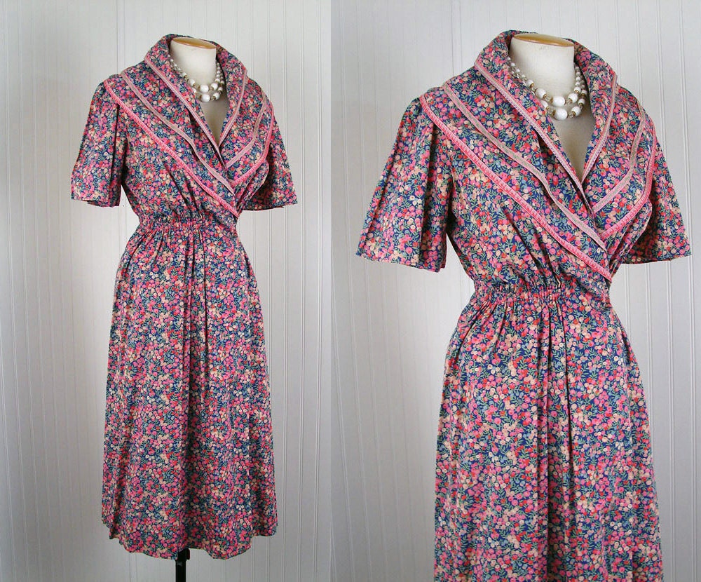 1930s Wrap Dress AESTHETE Vintage 30s Colorful Arts and