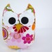 Plush Owl Mini Pillow Stuffed Minky Owl Toy Pink Orange Green Ready to Ship