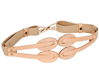Fashion Belt, Stretch Belt, Elastic Belt, wide elastic belt, Waist Leather Belt - Beige / Powder / Natural Color belt- BOGO SALE
