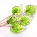 Handmade lampwork glass head pins - Apple Green leaves - 5 leaf headpins. pale green