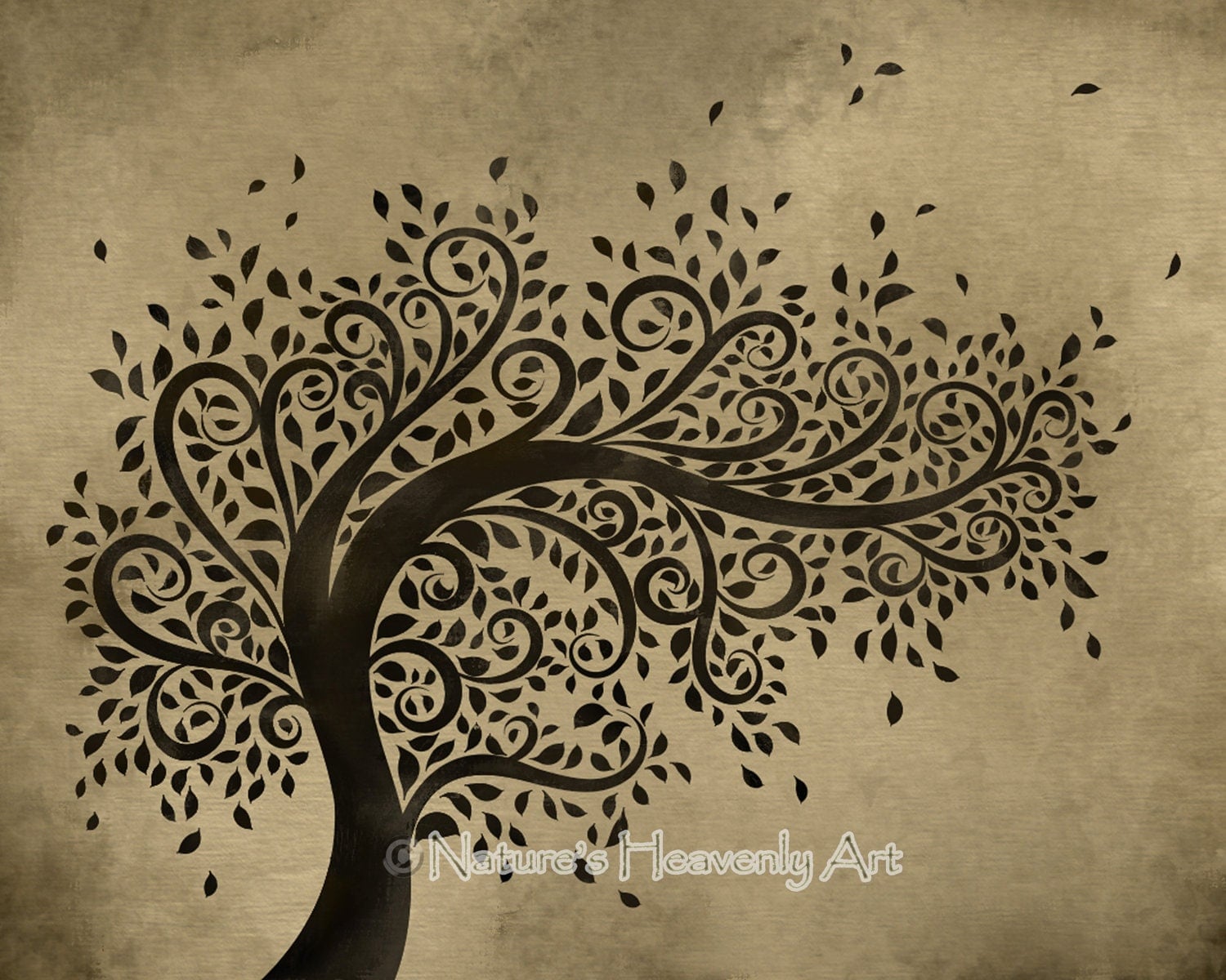 Whimsical Wall Art whimsical art tree wall print curly branches blowing leaves Whimsical Wall Art whimsical art tree wall print curly branches blowing leaves