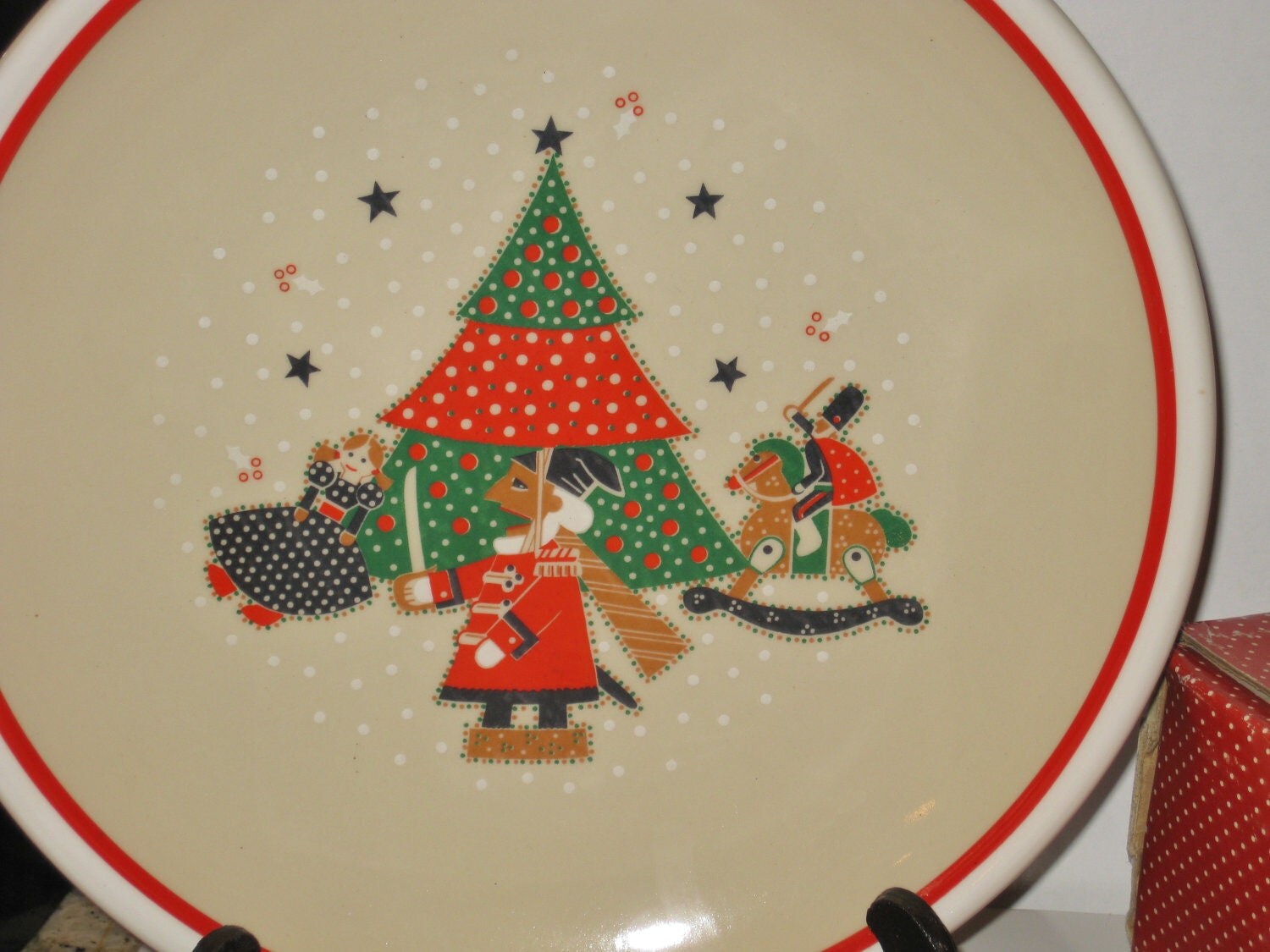 Vintage Set of 4 Christmas Dinner Plates Epoch Holiday Joy