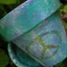 Peace Sign - Painted Flower Pot - Aqua and Purple