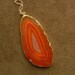 Bright Carnelian Agate Slice and 14kt Gold Fill Pendant Necklace