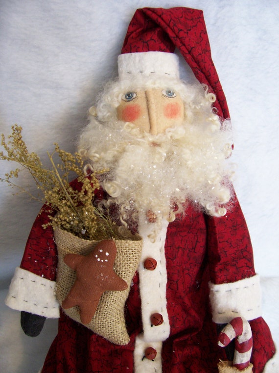 Items Similar To Pattern For Primitive Santa Doll, 18 Inch Christmas 