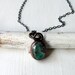 Emerald Quartz Pendant Oval Copper Necklace Green Black White Artisan Handmade