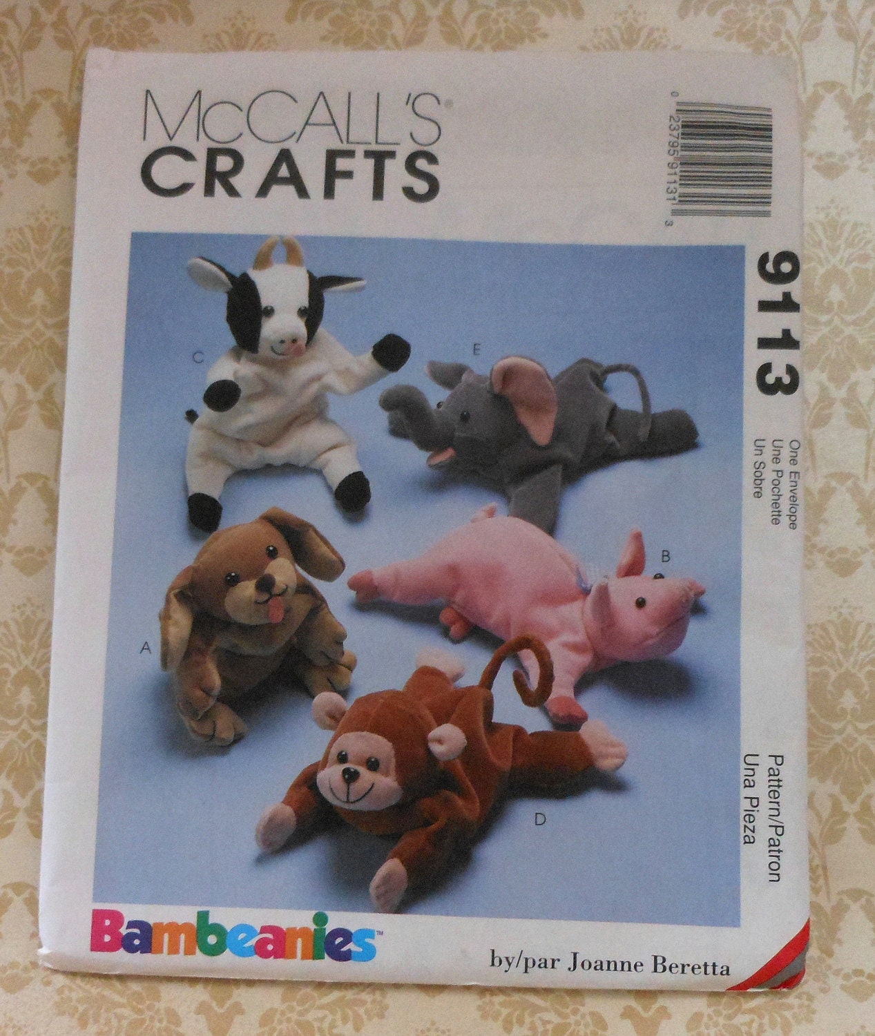 9 Bean Bag Animals Dolls Sewing Pattern Uncut McCalls