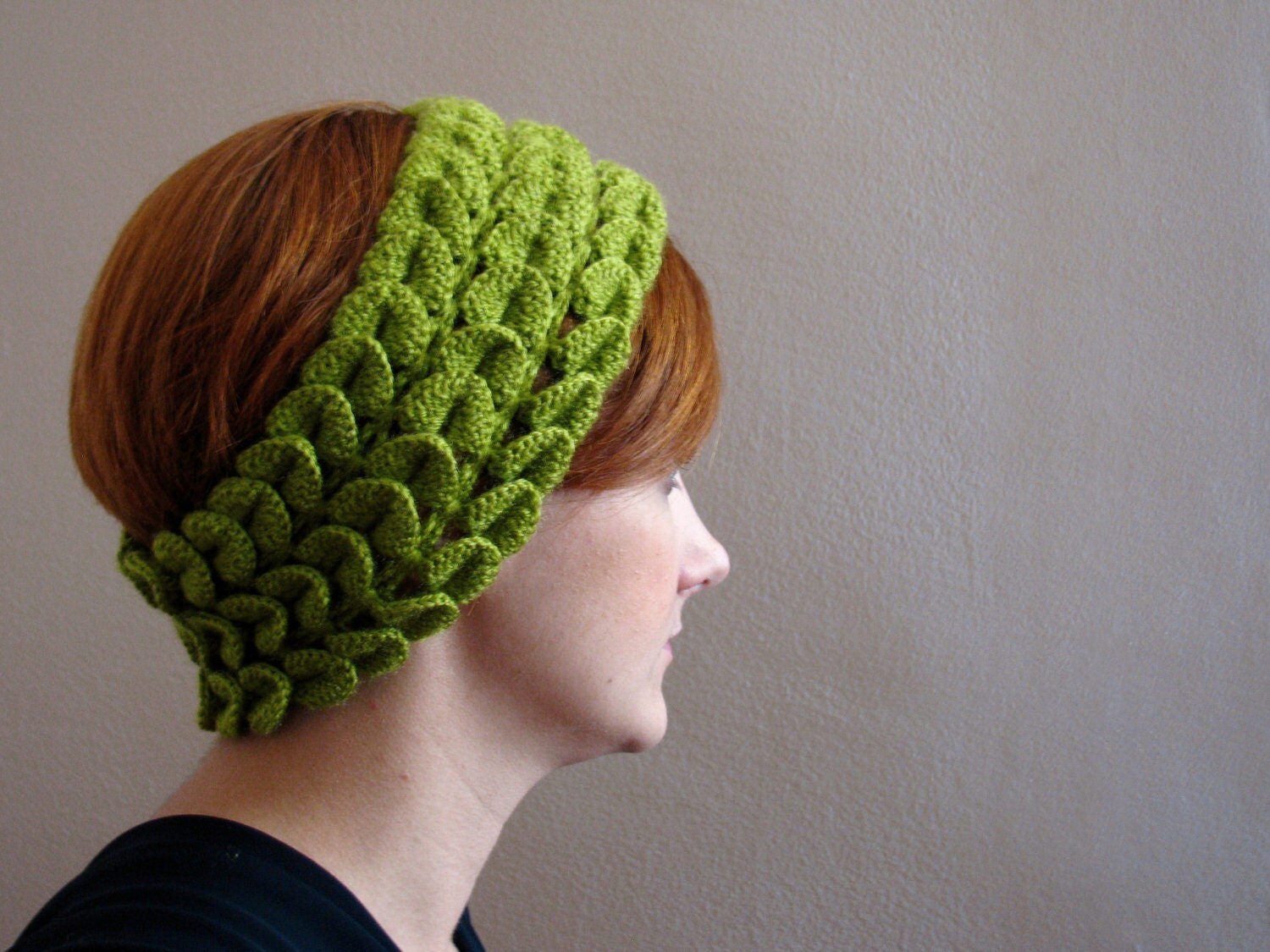 Apple Green Crocodile Knitted Headband