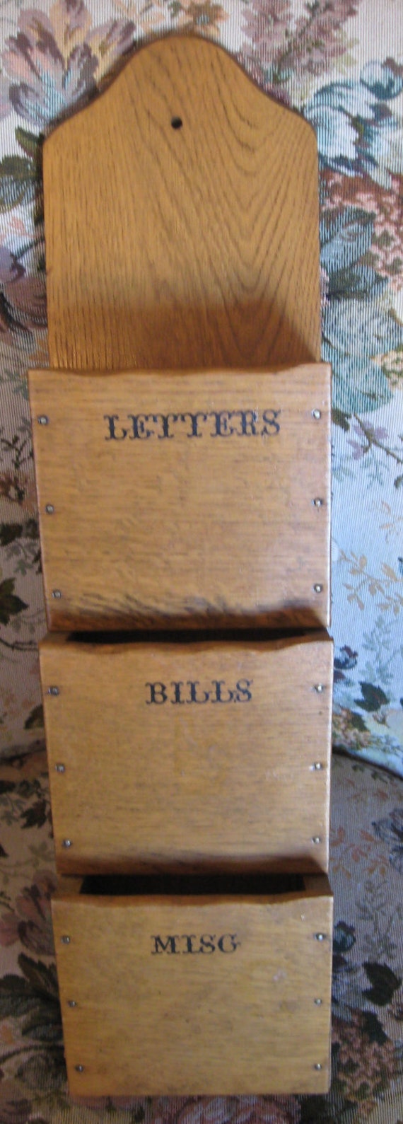 paypal bill payment Letter Wall Holder Bill Wood OAK Vintage Organizer Solid Misc.