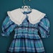 Vintage 1970s 1980s Plaid Dress in Shades of Blue- Size 4