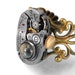Steampunk Ring, Gold Pyrite & Vintage Elgin Watch Movement - Adjustable Ring Size 6.5 - 9.5