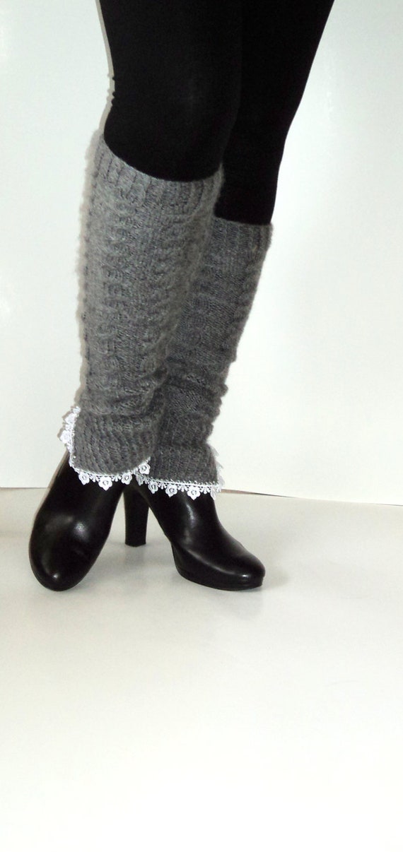 Winter Grey Leg Warmers Cozy Women Socks Festoon and