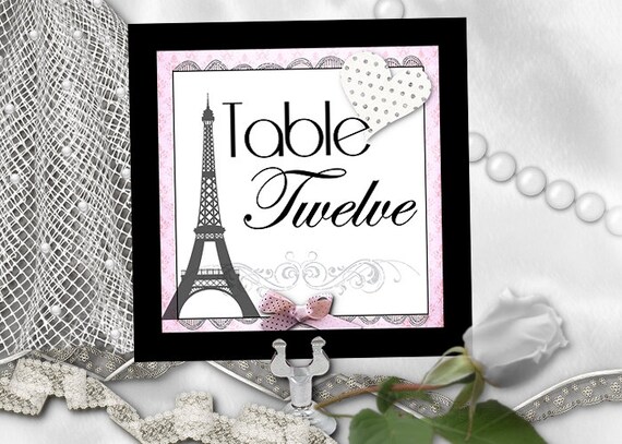 Table Number Cards, Wedding, Rehearsal Dinner, Shower, Eiffel Tower, French, Parisienne Il_570xn