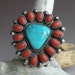Coral Turquoise and Sterling Ring