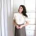 Vintage 1950's Creamy White Silk Hand Embroidered Blouse / Nipped Waist Oriental Top