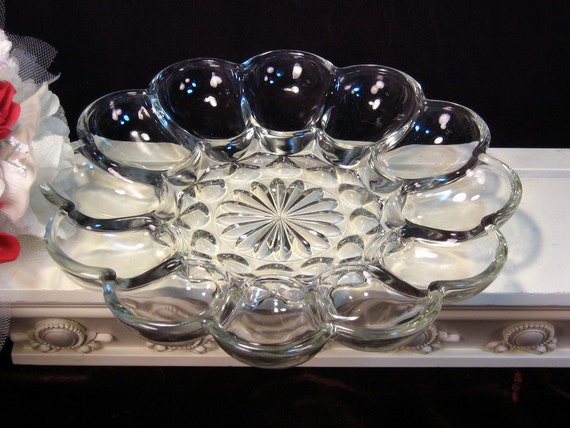 Vintage Anchor Hocking Crystal Fairfield Deviled Egg Plate or