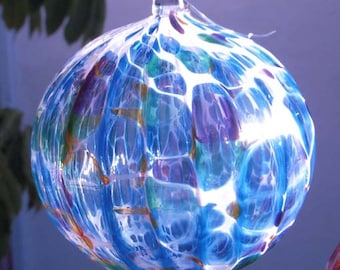 HAND BLOWN GLASS Christmas Ornament Suncatcher Ball Multi Color
