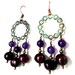 Steampunk Pearl Aventurine Earrings, Verdigris Patina, Burgundy Pearl, Purple Aventurine, Green, Aged Copper, Chandelier Earrings
