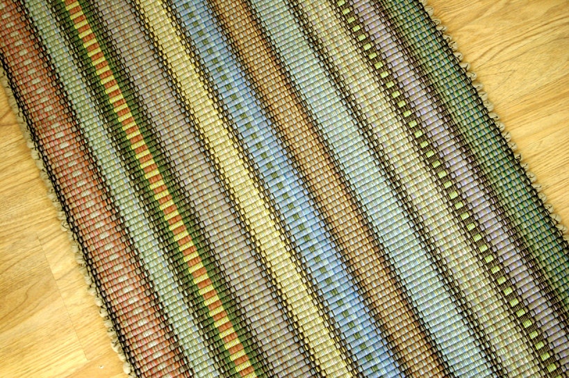Handwoven Rag Rug / Woven Cotton Rug Runner Shades of Autumn