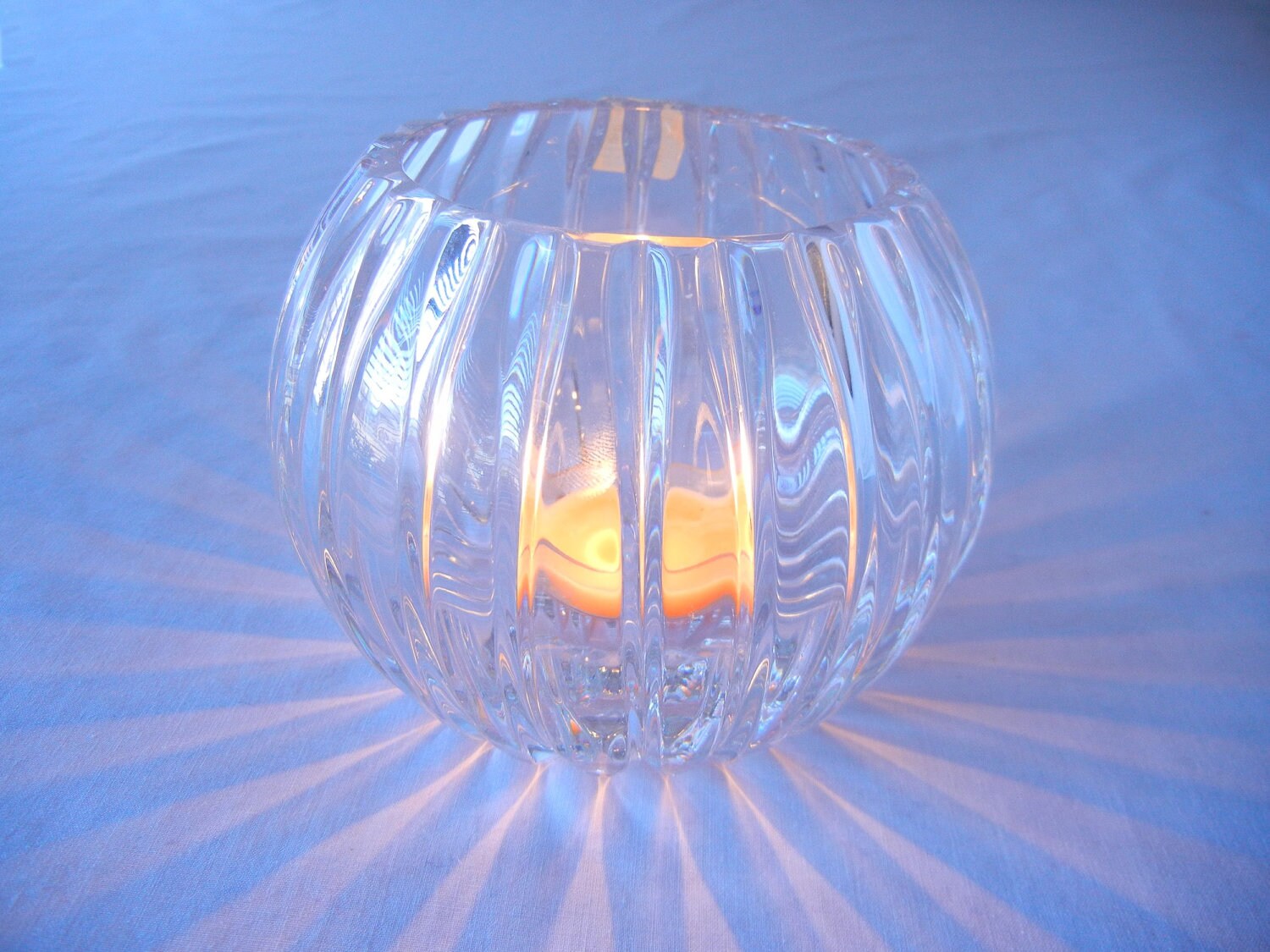 Cut Lead Crystal Candle Holder Made in Poland Globe Shape
