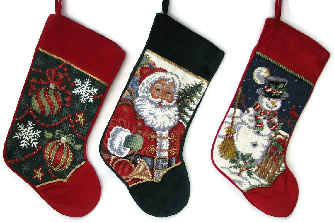 Personalized Needlepoint Stockings Santa