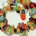 Bracelet Lampwork glass, Handmade, Borosilicate Lampwork Gold Vermeil