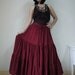 Meet You There... Steampunk Funky Dark Red Light Cotton Ruching Tiered Maxi Skirt