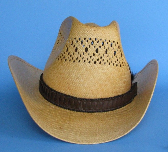 Vintage Stetson Roadrunner Western Straw Cowboy Hat Size 7