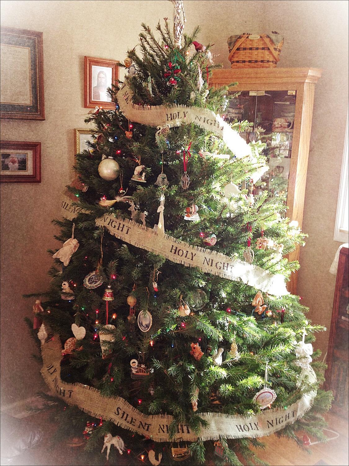 silent night holy night burlap christmas tree banner garland silent night holy night burlap christmas tree banner garland