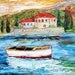 Original ITALY Boats palette knife Oil painting on canvas modern fine art impressionism fine art by Karen Tarlton