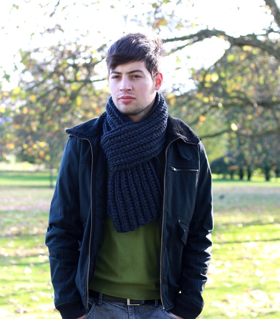 Men s Scarf Chunky Knit  Scarf Chunky Textured Scarf by zukas