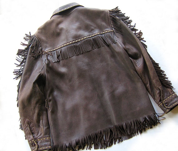 Leather Fringe Jacket Vintage Deerskin Outerwear Boho